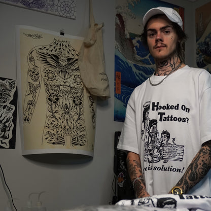 "HOOKED ON TATTOOS?" T-SHIRT